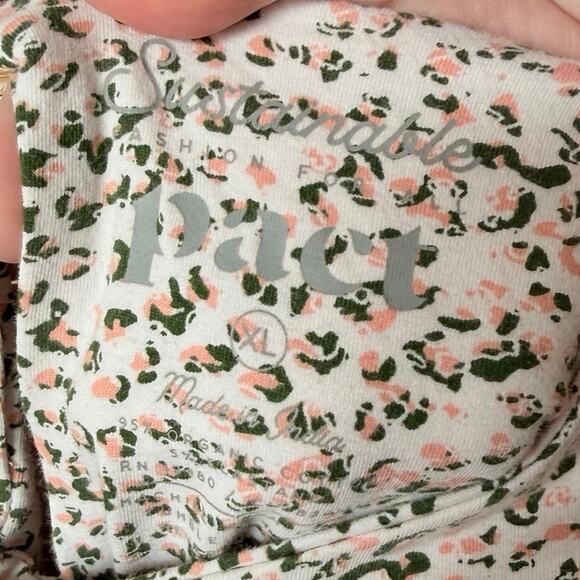 Pact organic cotton fit and flare white pink green micro leopard print dress XL - Picture 3 of 6